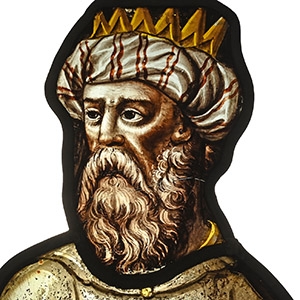 Tudor Period Stained Glass Panel with Head of Magus