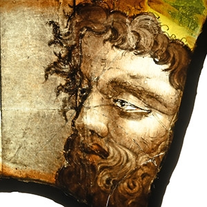 Medieval Stained Glass Panel of a Head