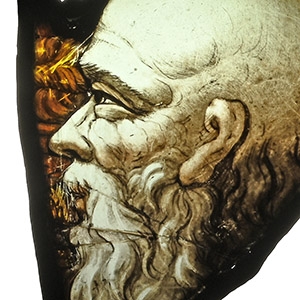 Medieval Stained Glass Panel with Head