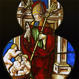 Renaissance Illuminated Souflet Panel with Saint Nicholas
