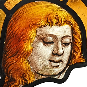 Renaissance Stained Glass Panel of the Head of Saint John