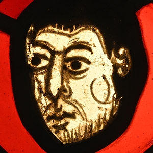 Medieval Stained Glass Panel of a Bearded Man