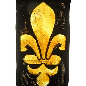 Medieval Stained Glass Panel with Fleur-De-Lys