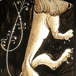 Medieval Stained Glass Panel with White Lion