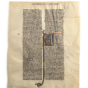 Medieval Book of Zechariah Manuscript Leaf from a Latin Bible