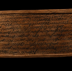 Roman Inked Reused Wooden Wax Tablet For a Contract Between Crescentius and Lanuarius Negotiated and Decided at the Goretiano Estate