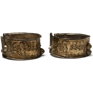 Post Achaemenid Silver Bracelet Pair with Figures