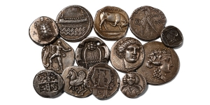 Group of Thirteen [13] British Museum Electrotype Single-Sided Planchets of Greek Coins.