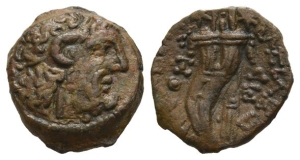 Ptolemaic Kingdom of Egypt, Kleopatra III and Ptolemy IX Soter II (Lathyros) ΑΕ Hemiobol(?).