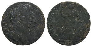 Great Britain. Stuart (Orange), William III & Mary CU Halfpenny.