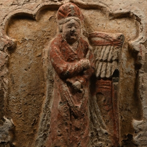 Chinese Song Terracotta Tile with Handprint Signature to Verso