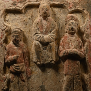 Chinese Song Terracotta Tile with Handprint Signature to Verso