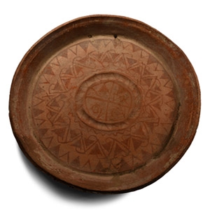 Large Western Asiatic Painted Terracotta Serving Platter