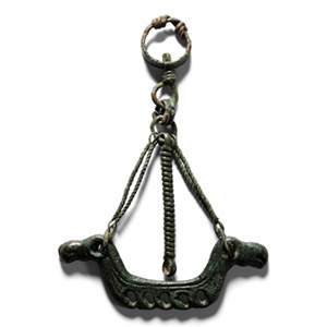 Viking Age Bronze Dragon-Headed Ship Pendant