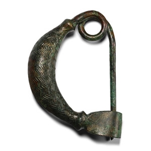 Large Bronze Age Decorated Leech Brooch