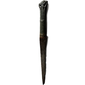 Medieval Bronze Handled Iron Dagger with Raven