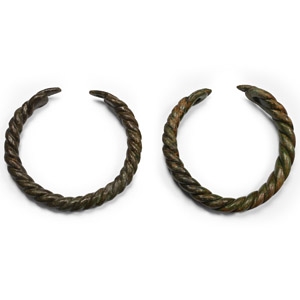 Late Roman Bronze Snake-Headed Bracelet Pair