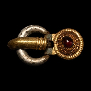 Gothic Gold-Foiled Silver Buckle with Garnet