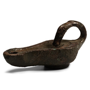 Roman Bronze Oil Lamp with Ducks Head