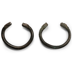 Western Asiatic Decorated Bronze Bracelet Pair