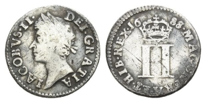 England. Stuart, James II AR Twopence.