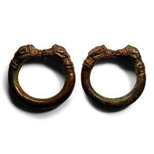 Large Luristan Armlet Pair with Lion Terminals