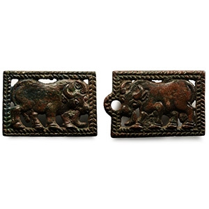 Ordos Bronze Belt Buckle Pair with Bulls