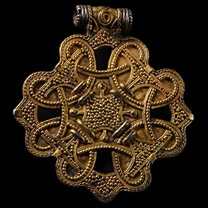 Scandinavian Viking Silver-Gilt Filigree Lozenge-Shaped Pendant