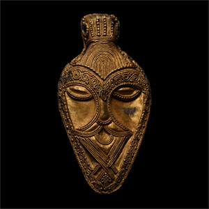 Scandinavian Viking Silver-Gilt Filigree Mask Pendant