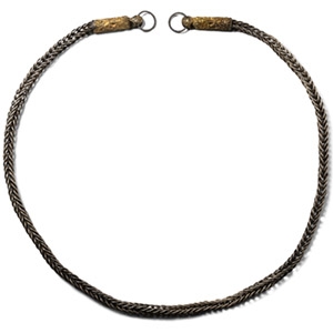 Scandinavian Viking Silver Chain Necklace with Gilt Silver Dragon Terminals