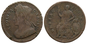 Great Britain. Stuart, Charles II CU Halfpenny.