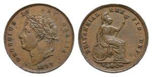 Great Britain. Hanover, George IV AE Third-Farthing.