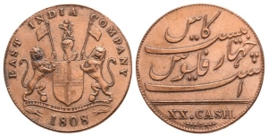 East India Company. Admiral Gardner Shipwreck CU 20 Cash.