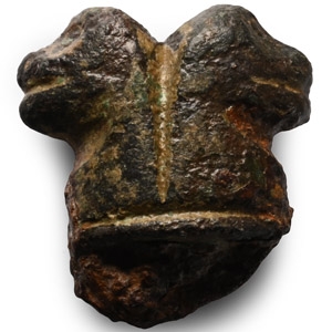 Medieval Bronze Knife Pommel with Beast Heads
