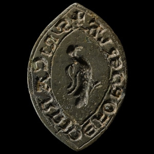 Medieval Bronze Seal Matrix with Bird