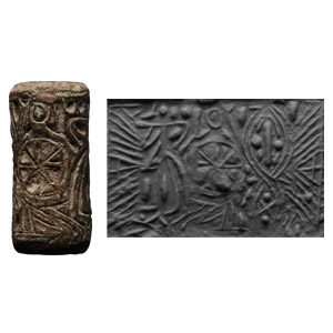 Sumerian Clay Cylinder Seal with Wheel Pattern