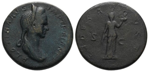 Reproduction of Plotina AE Sestertius.