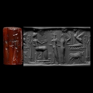 Neo-Babylonian Red Stone Cylinder Seal