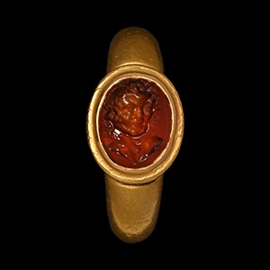 Roman Gold Ring with Satyr Bust Gemstone
