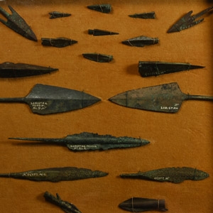Greek, Egyptian and Luristan Bronze Arrowhead Collection in Display Case