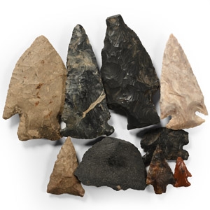 Native American Stone Arrowhead and Tool Collection