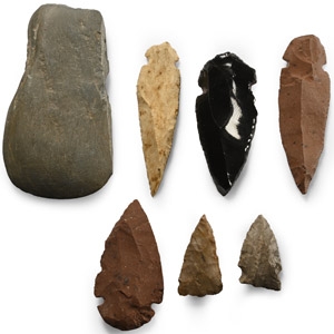 Native American Stone Arrowhead and Tool Collection