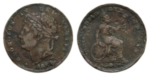 Great Britain. Hanover, George IV AE Third-Farthing.