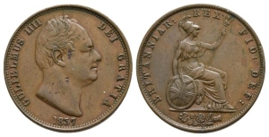 Great Britain. Hanover, William IV CU Halfpenny.