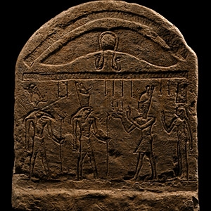 Egyptian Stone Stela with Pharaoh, Isis, Horus and Thoth