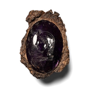 Roman Amethyst Gemstone with Head of Alexandria