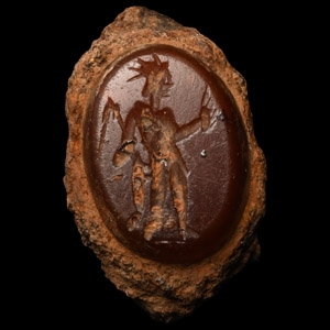 Roman Carnelian Gemstone with Sol Standing Right