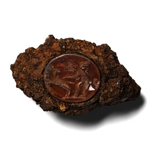 Roman Carnelian Gemstone with Cupid and Dog
