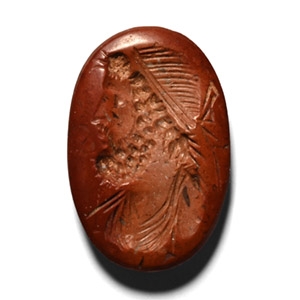 Roman Oxidised Brown Jasper Gemstone with Head of Zeus