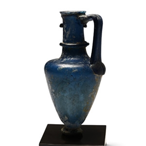 Roman Blue Glass Single-Handled Flask